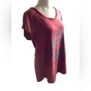 Lucky Brand Women's Burgundy Mandala Tee WORN ONCE